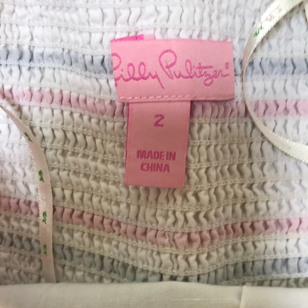 LILLY PULITZER Size 2 white multi striped strapless dress - Picture 4 of 8